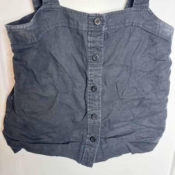 Everlane 100% Linen Black Button Front Boxy Crop Flowy Tank Top Size 2 - Picture 4 of 7